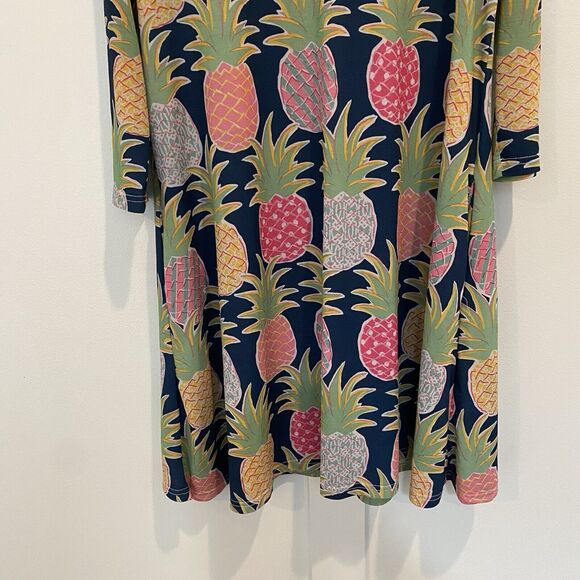 Simply Southern Dress Women Small Navy Blue Pineapple Tunic Stretch Preppy Beach - Picture 4 of 11